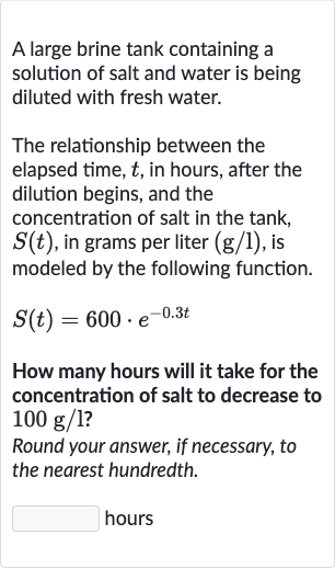 Solved)-A large brine tank containing a solution of salt and water i