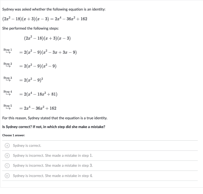 Solved)-Sydney was asked whether the following equation is an identi