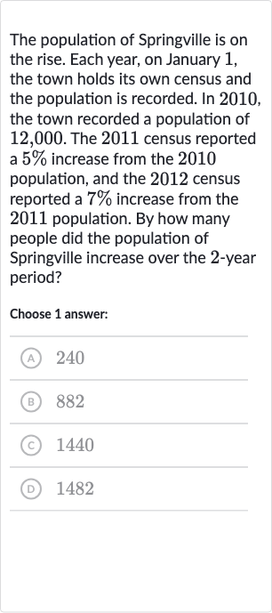 Solved)-The population of Springville is on the rise. Each year, on